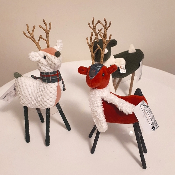 Set of 3 Holiday decoration fabric deer - Picture 4 of 8